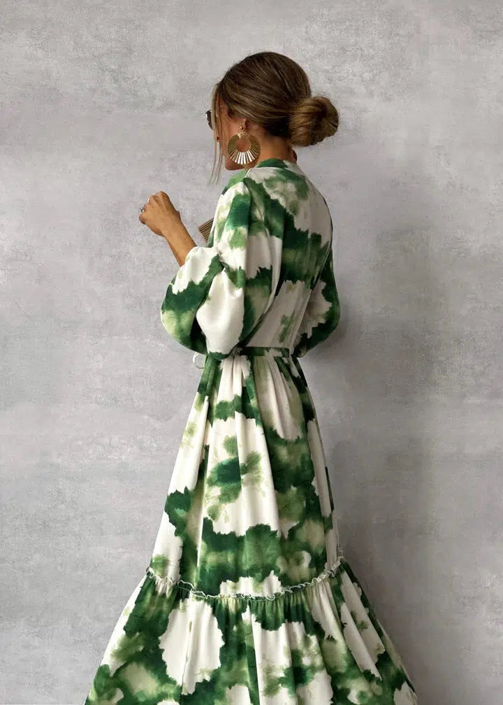 Elegante zomerse maxi-jurk met lange mouwen voor speciale gelegenheden