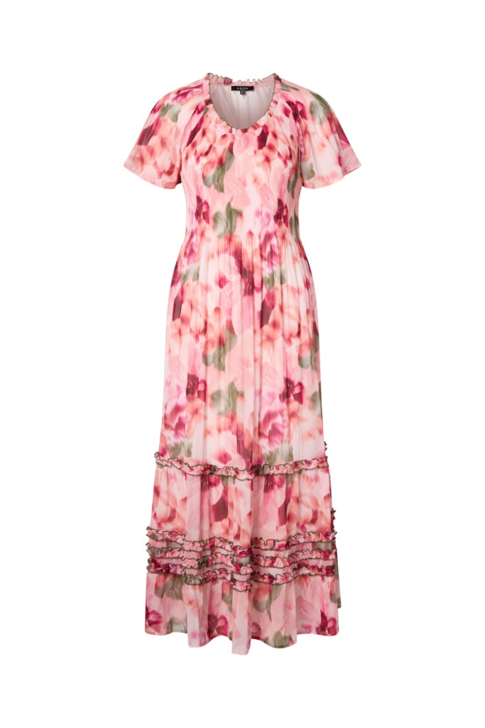 Elegante jurk met korte mouwen en bloemenpatroon voor speciale gelegenheden