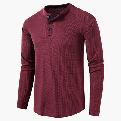 Heren T-shirt met halve knoopsluiting en lange mouwen voor een stijlvolle casual kijk