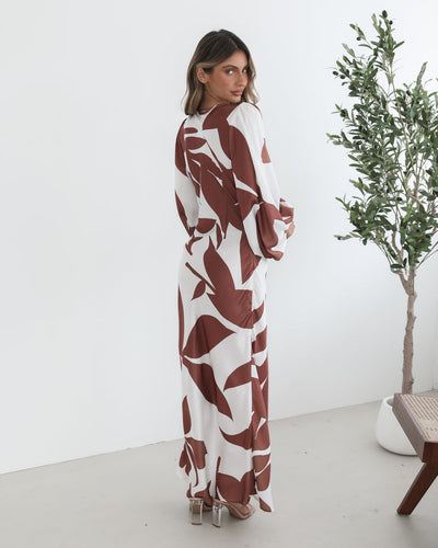Maxi jurk met lange mouwen en verfijnde print voor een elegante uitstraling