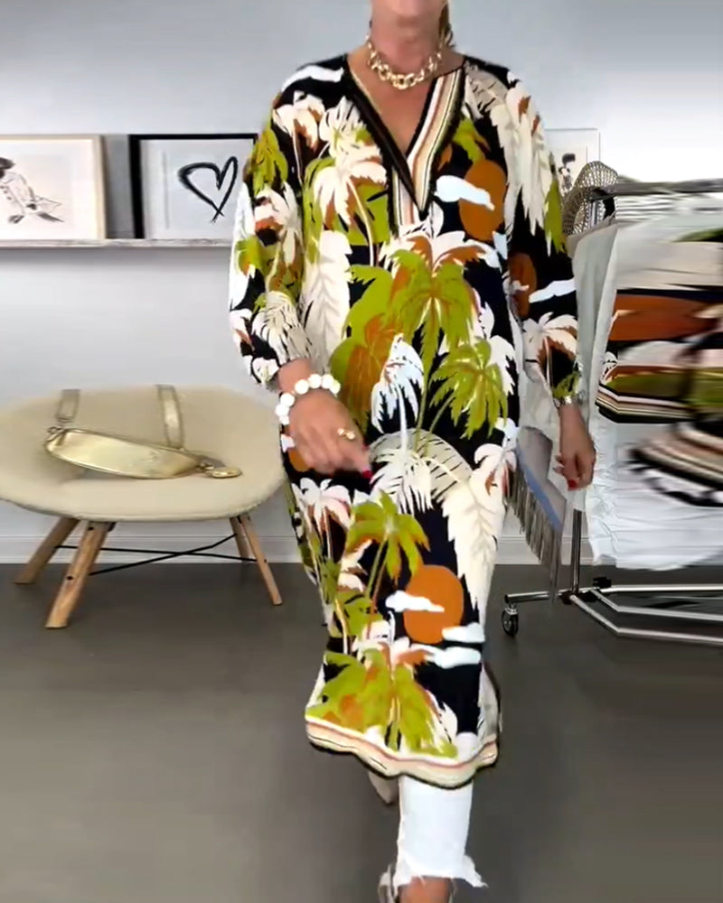 Modieuze midi-jurk met print en zomerse stranddetails voor een casual look