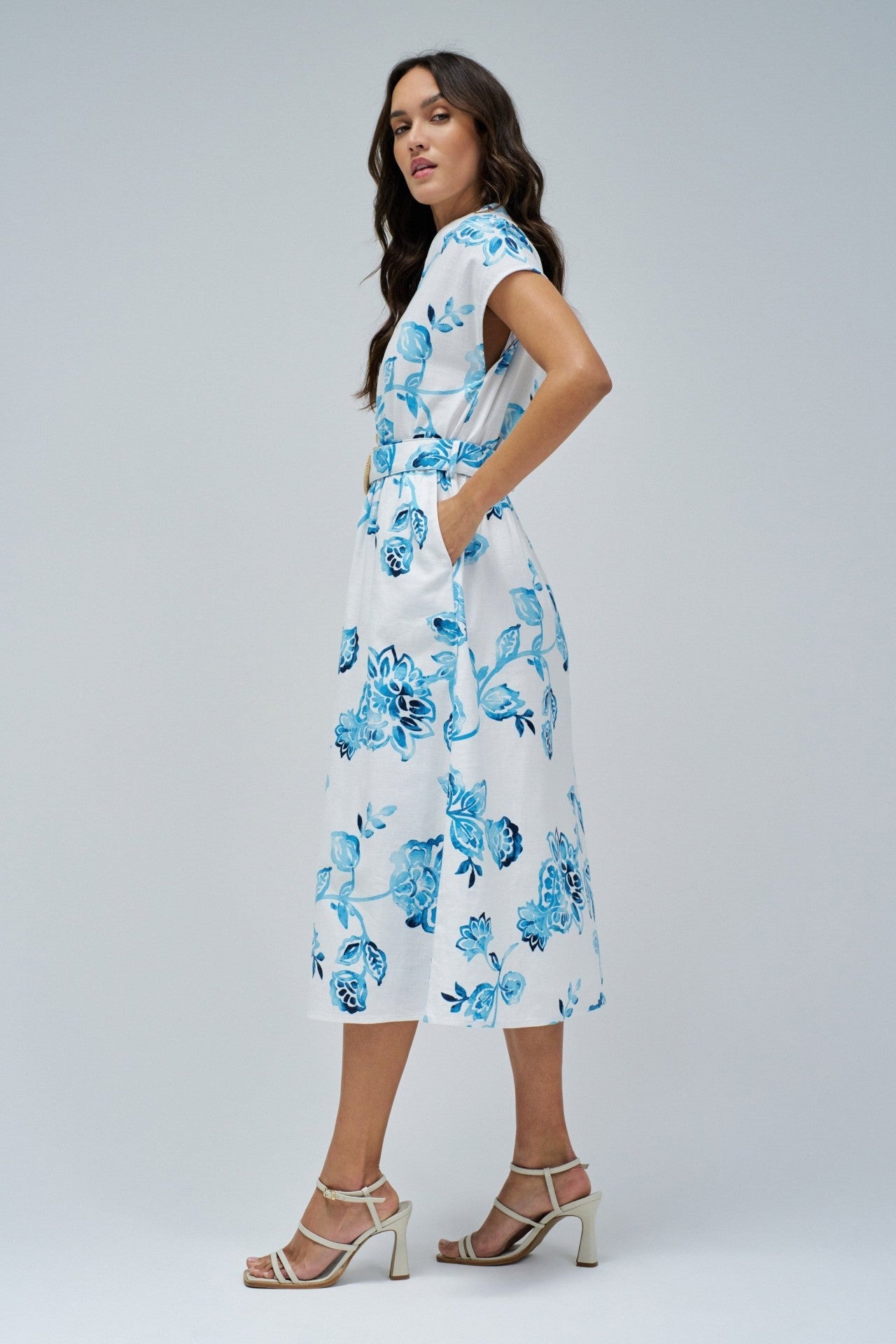 Blousejurk met bloemenpatroon en korte mouwen