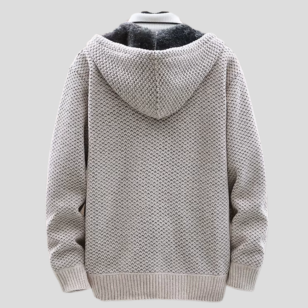 Herenhoodie met ritssluiting en vaste capuchon