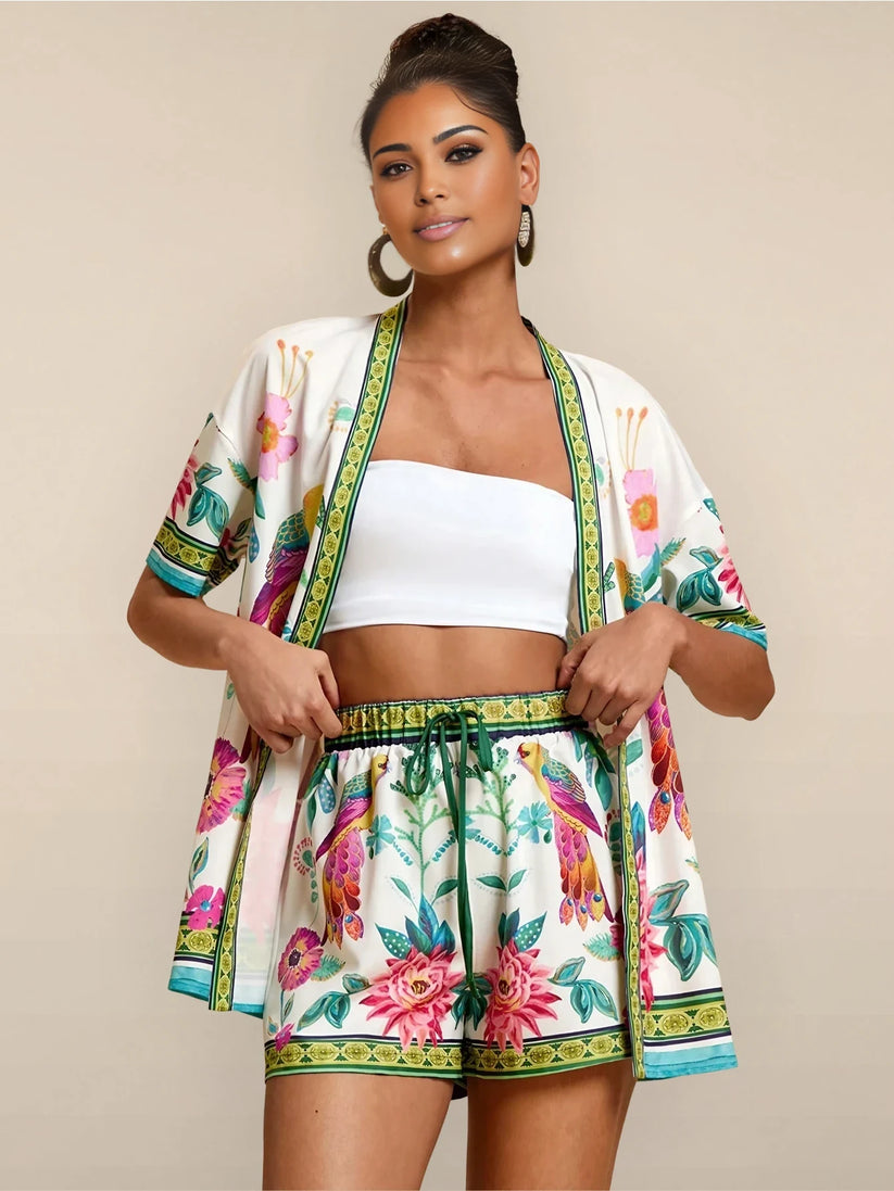 Zomers casual setje met korte mouwen overhemd en bijpassende short