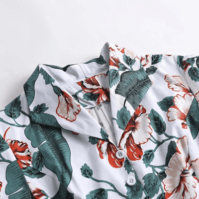 Vintage dames mini-jurk met natuurlijke print en elegante uitstraling