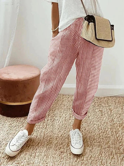 Gestreepte cropped broek voor een stijlvolle en alledaagse uitstraling