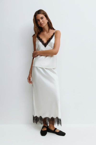 Elegante stijlvolle midi rok met verfijnde zoom