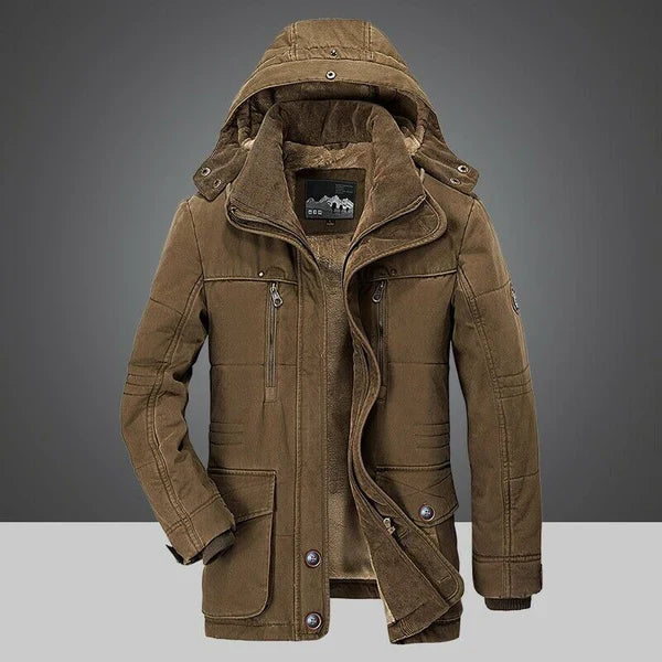 Heren winterjas met diepe capuchon voor koud weer