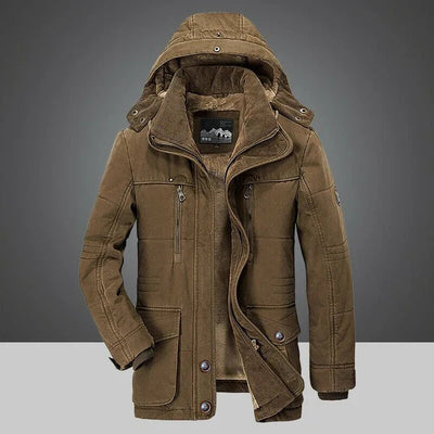 Heren winterjas met diepe capuchon voor koud weer