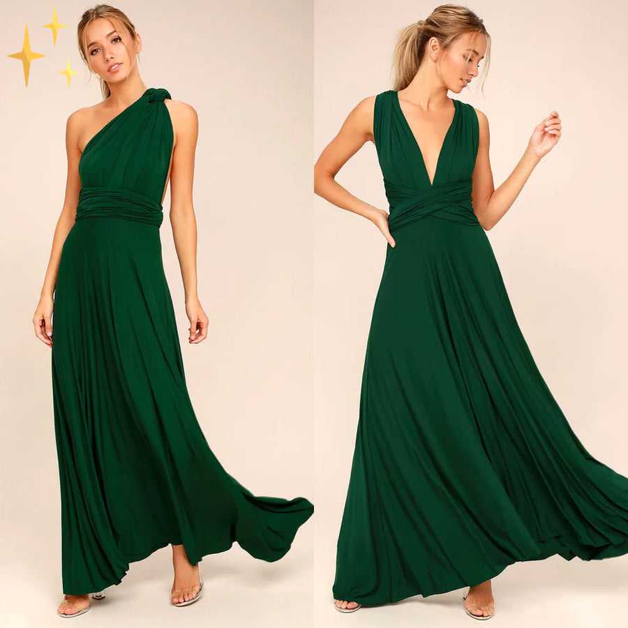 Elegante maxi jurk met meerdere draagmogelijkheden