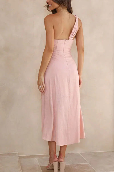 Midi jurk met overslag en asymmetrische zoom voor een elegante look