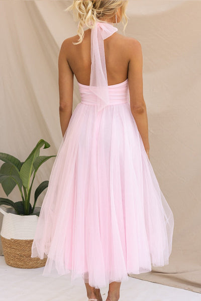 Halter maxi-jurk met geplooide details voor een stijlvolle uitstraling