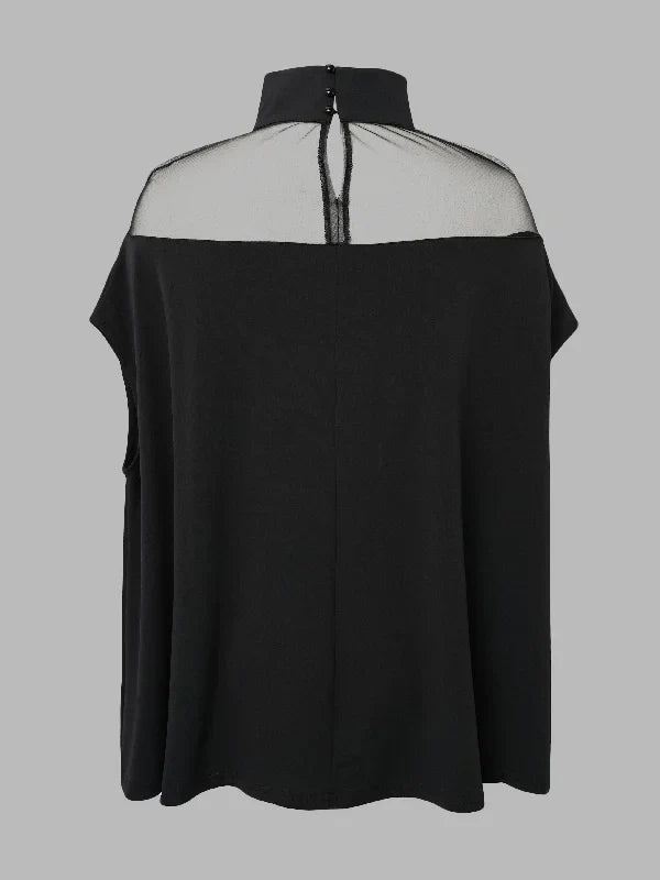 Gwyneth - Transparante blouses met hoge hals en shirts met vleermuismouwen
