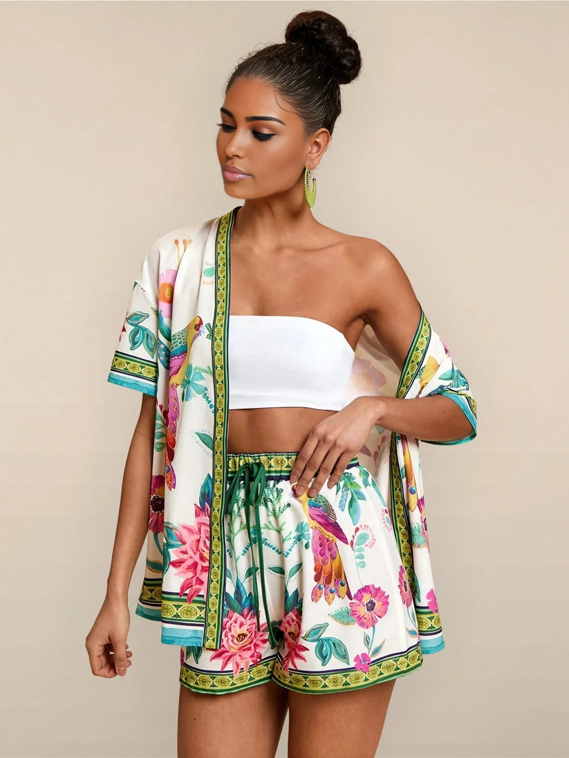 Zomers casual setje met korte mouwen overhemd en bijpassende short