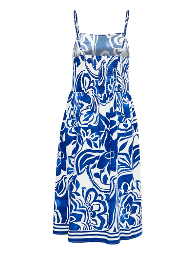 Trendy casual midi jurk met print en smalle bandjes