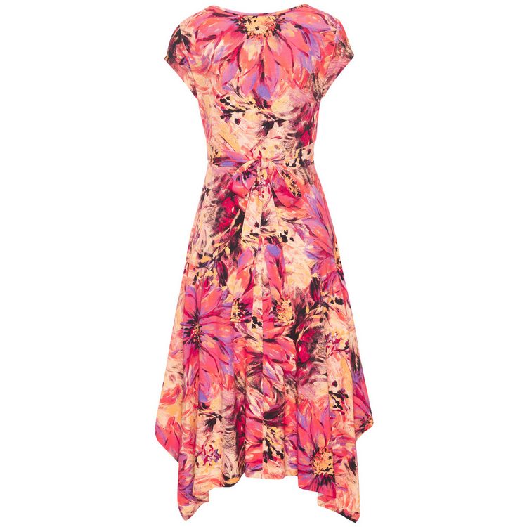 Zomerse jurk met asymmetrische rok strikdetail en puntige zoom