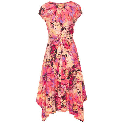 Zomerse jurk met asymmetrische rok strikdetail en puntige zoom