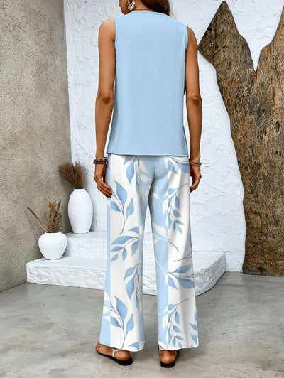 Zomers dames set met mouwloze top en wijde broek voor een elegante uitstraling