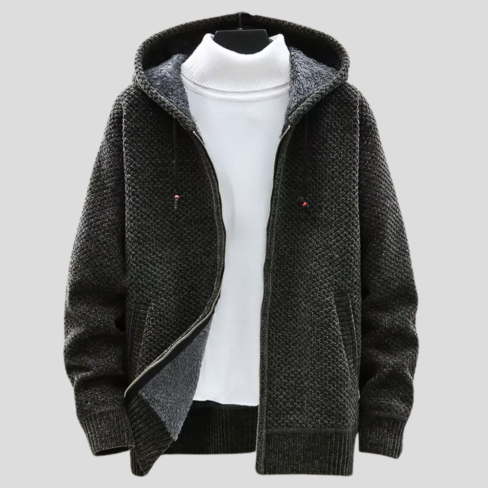 Herenhoodie met ritssluiting en vaste capuchon