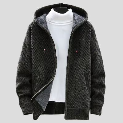 Herenhoodie met ritssluiting en vaste capuchon