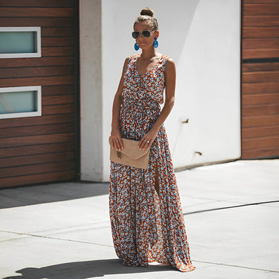 Lange elegante damesjurk met print voor speciale gelegenheden