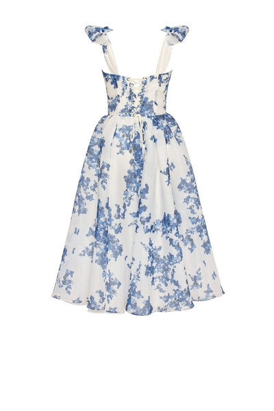 Zomerse midi jurk met bloemenprint en fijne bandjes