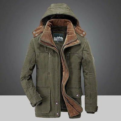 Heren winterjas met diepe capuchon voor koud weer
