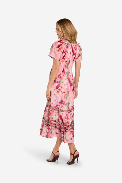 Elegante jurk met korte mouwen en bloemenpatroon voor speciale gelegenheden