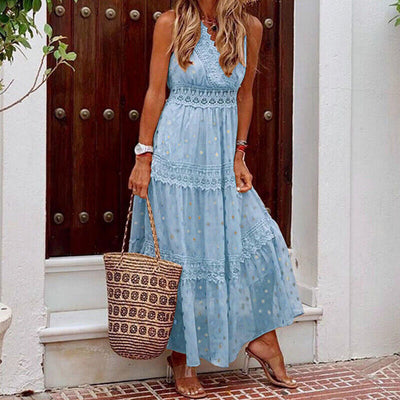 Maxi jurk in boho stijl zonder mouwen voor elegante uitstraling