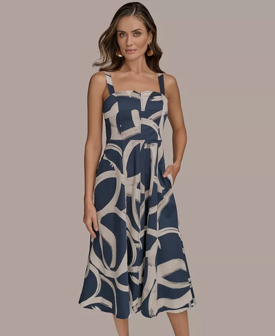 Gedrukte dames midi-jurk in A-lijn voor stijlvolle dagelijkse looks