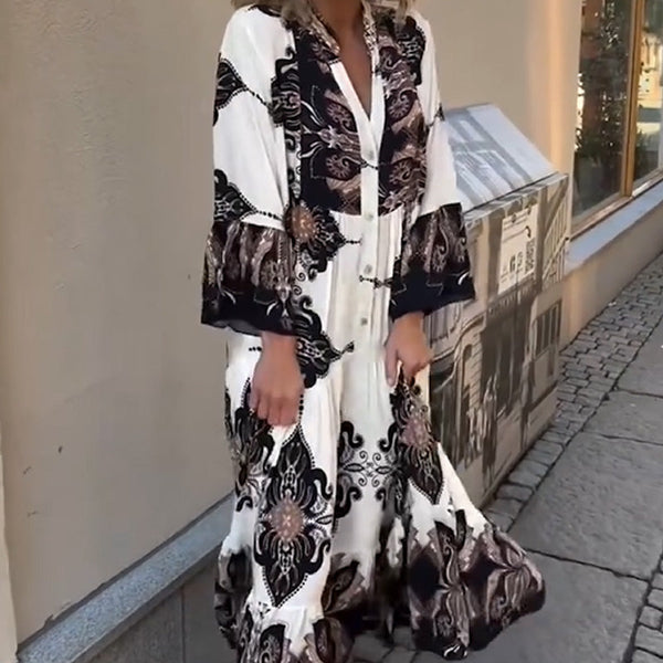 Elegante damesjurk met print en losvallend ontwerp voor een luchtige en stijlvolle look