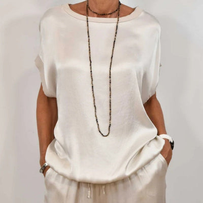Casual dames set met blouse met korte mouwen en wijde broek voor dagelijks gebruik