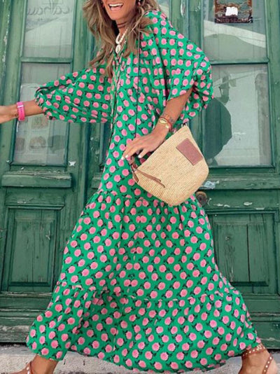 Elegante zomer maxi jurk met korte pofmouwen