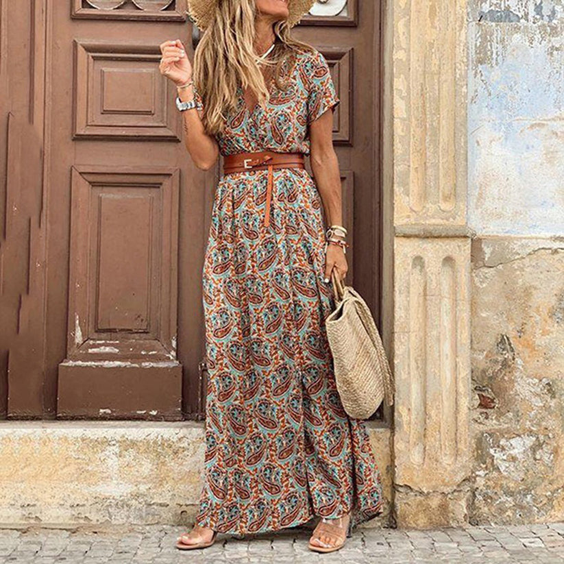 Elegante boho maxi jurk met chique uitstraling