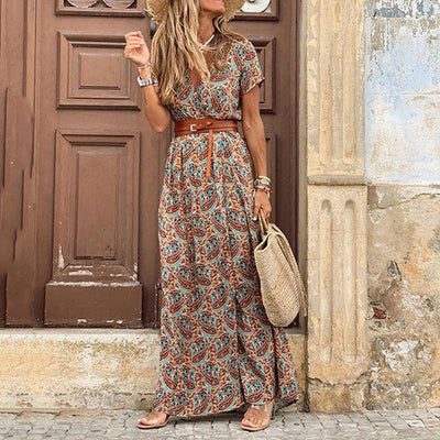 Elegante boho maxi jurk met chique uitstraling