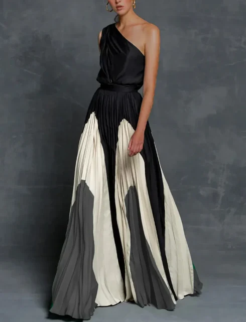Elegante maxi jurk met asymmetrische schouder voor feestelijke gelegenheden