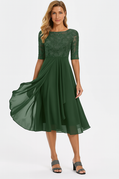 Elegante midi jurk voor feestelijke gelegenheden met korte mouwen