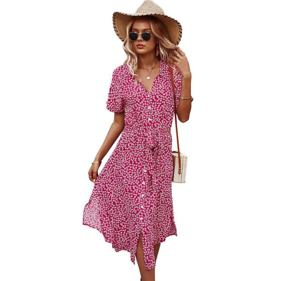 Elegante boho maxi jurk met vloeiende lengte en moderne afwerking