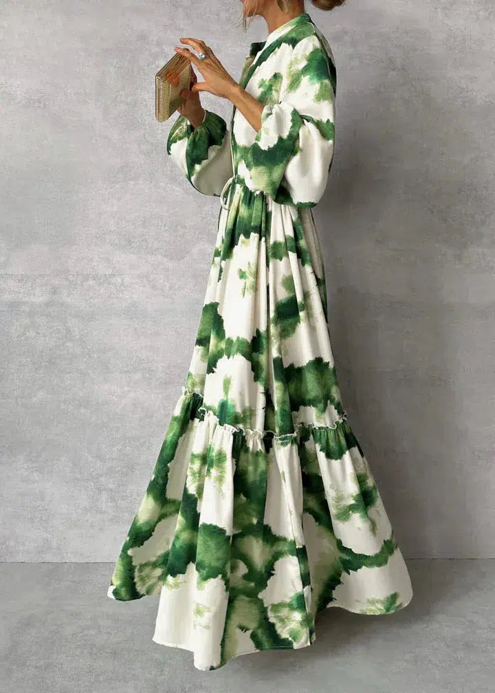 Elegante zomerse maxi-jurk met lange mouwen voor speciale gelegenheden