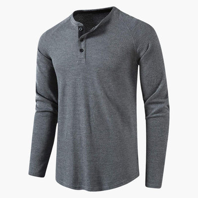 Heren T-shirt met halve knoopsluiting en lange mouwen voor een stijlvolle casual kijk