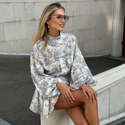 Elegant boho mini jurk met lange mouwen