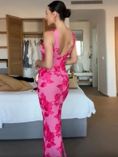 Elegante lange damesjurk met bloemenprint voor speciale gelegenheden