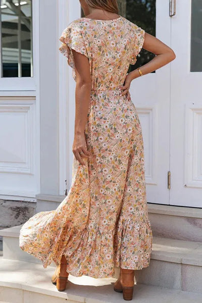 Lola - Maxi-jurk met franjes en bloemenkoord
