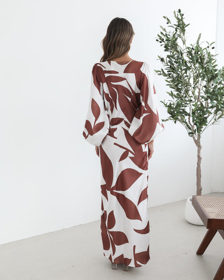 Maxi jurk met lange mouwen en verfijnde print voor een elegante uitstraling