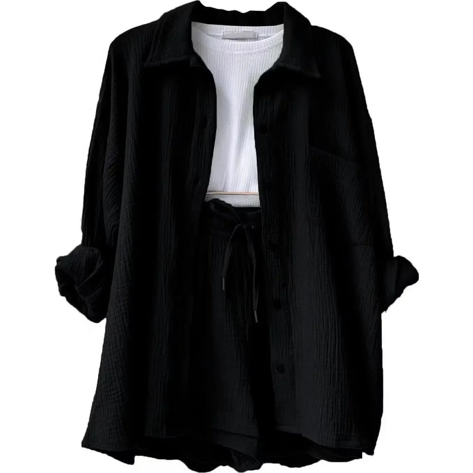 Tweedelige dames zomerset met blouse en korte broek voor een casual look