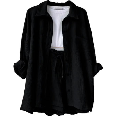Tweedelige dames zomerset met blouse en korte broek voor een casual look
