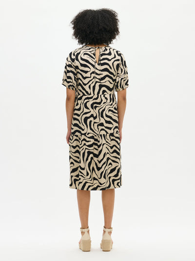 Casual midi jurk met dierenmotief en korte mouwen