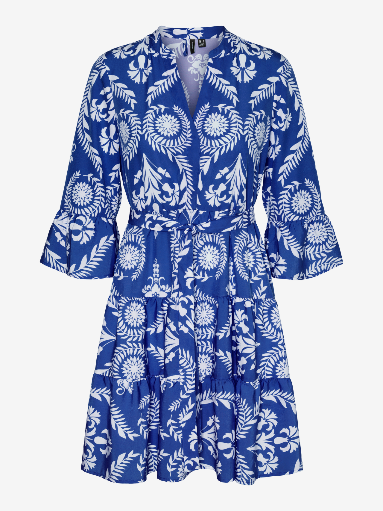 Casual korte jurk met geometrisch patroon en V-hals