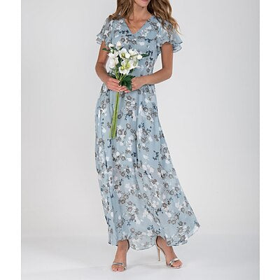 Lange zomerjurk met bloemenprint voor zonnige dagen en nonchalant momenten