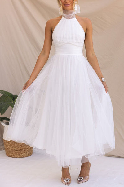 Halter maxi-jurk met geplooide details voor een stijlvolle uitstraling